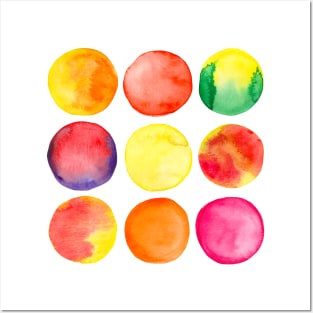 Watercolour yellow dots Posters and Art